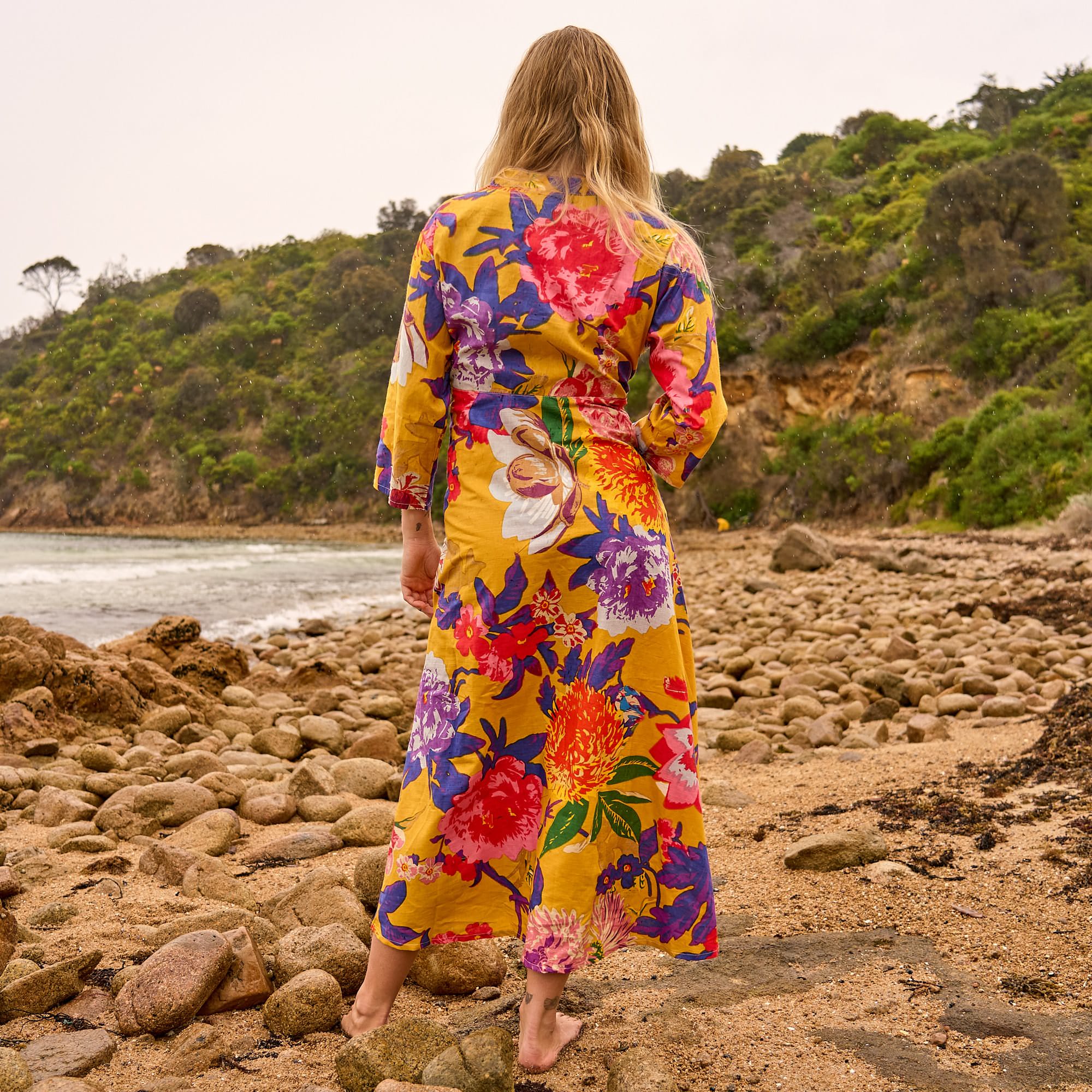 Sunset Florals Cotton Maxi Dress – Bold Floral Statement in Luxe Comfort