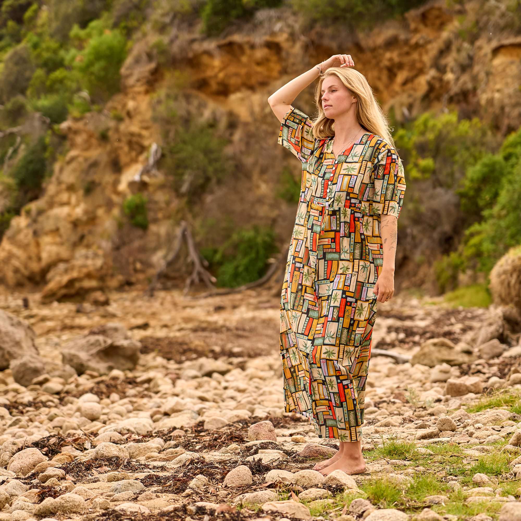 Oversized boho dress side view lightweight summer outfit