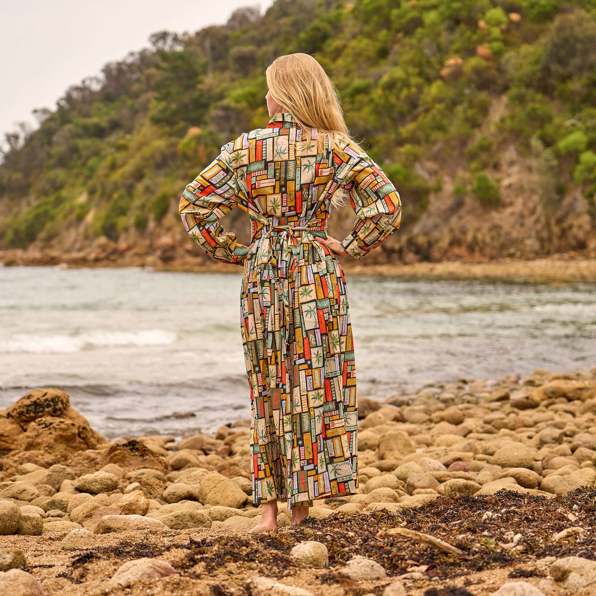 back view adjustable waist tie maxi dress