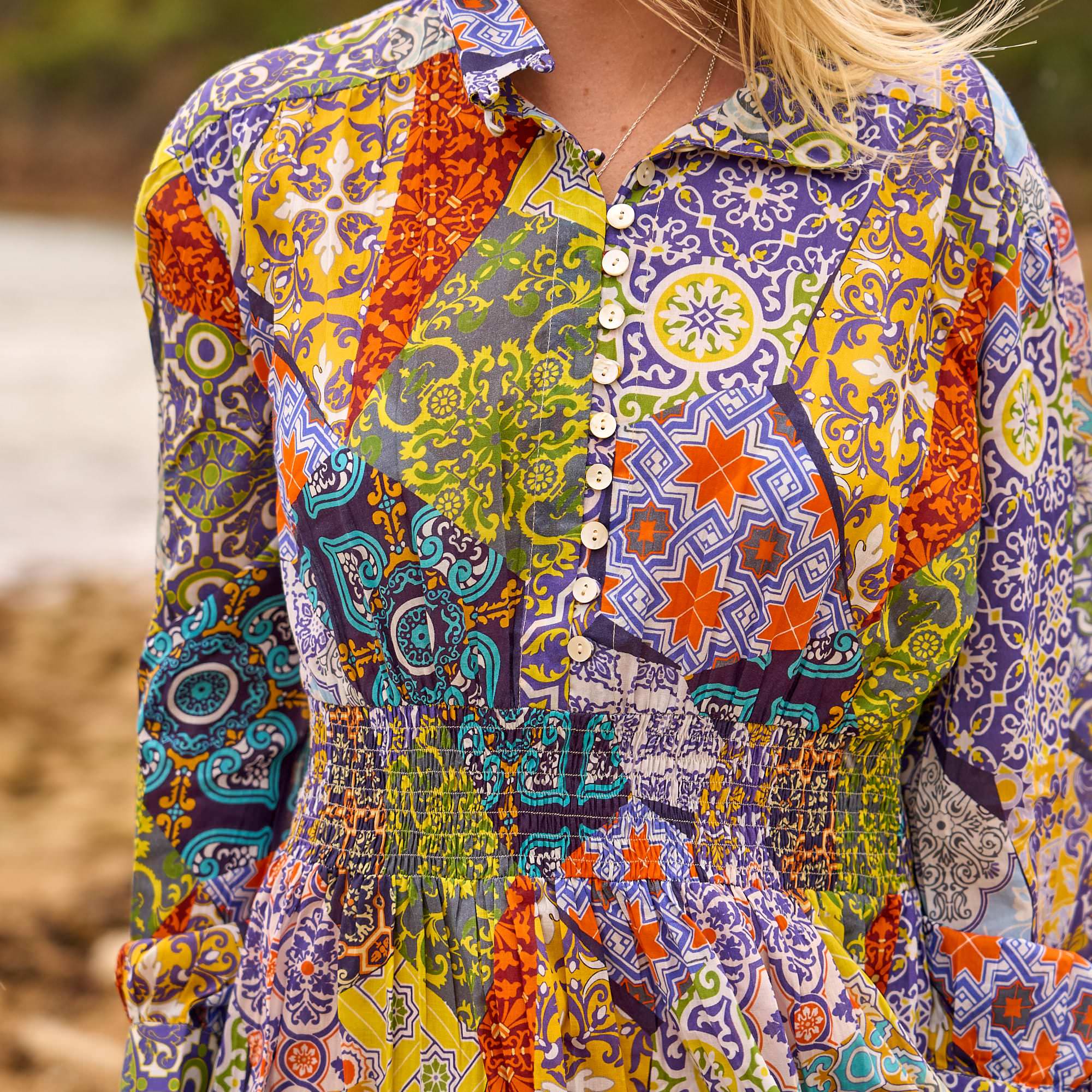 Women holiday patchwork maxi dress