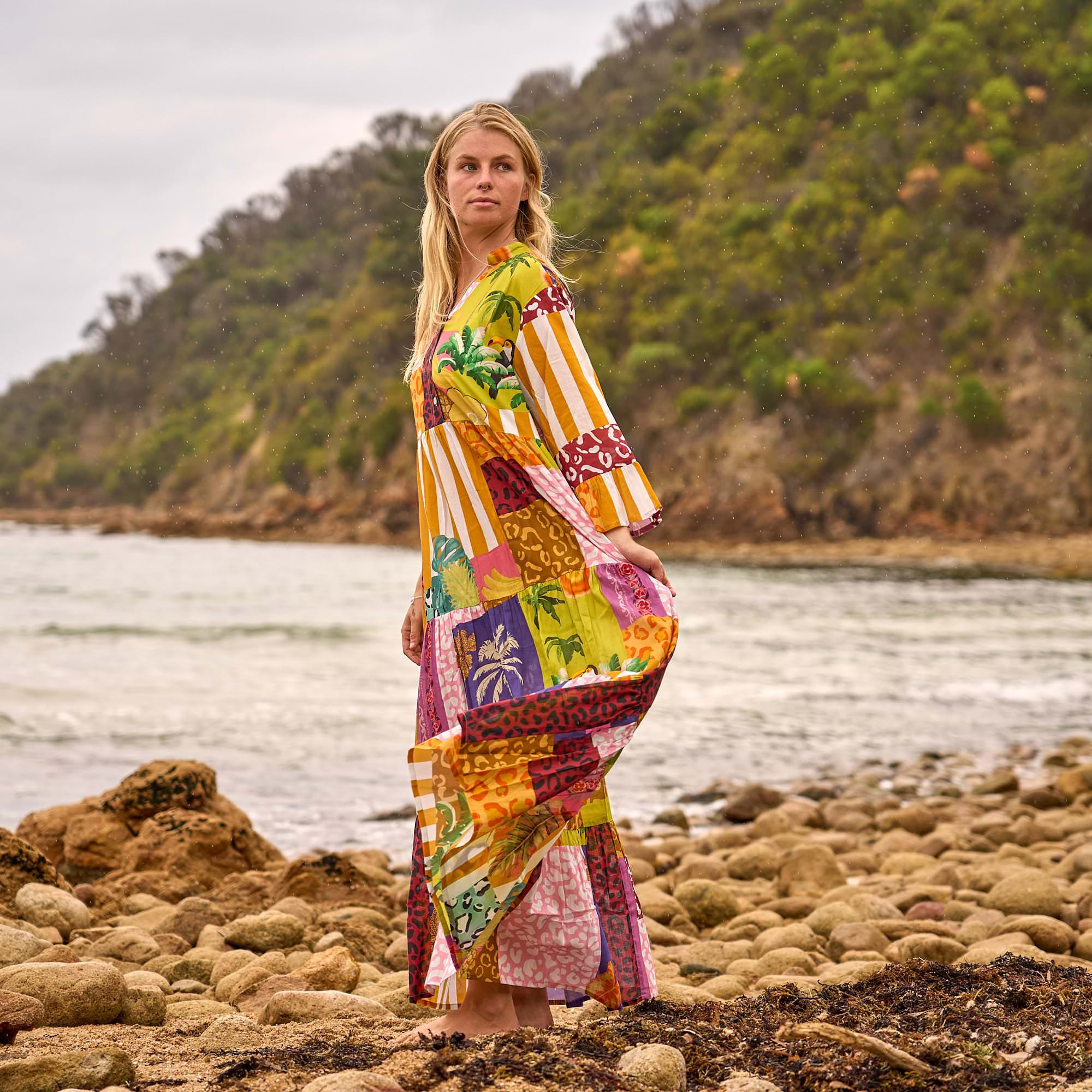comfortable summer dress walking outdoors
