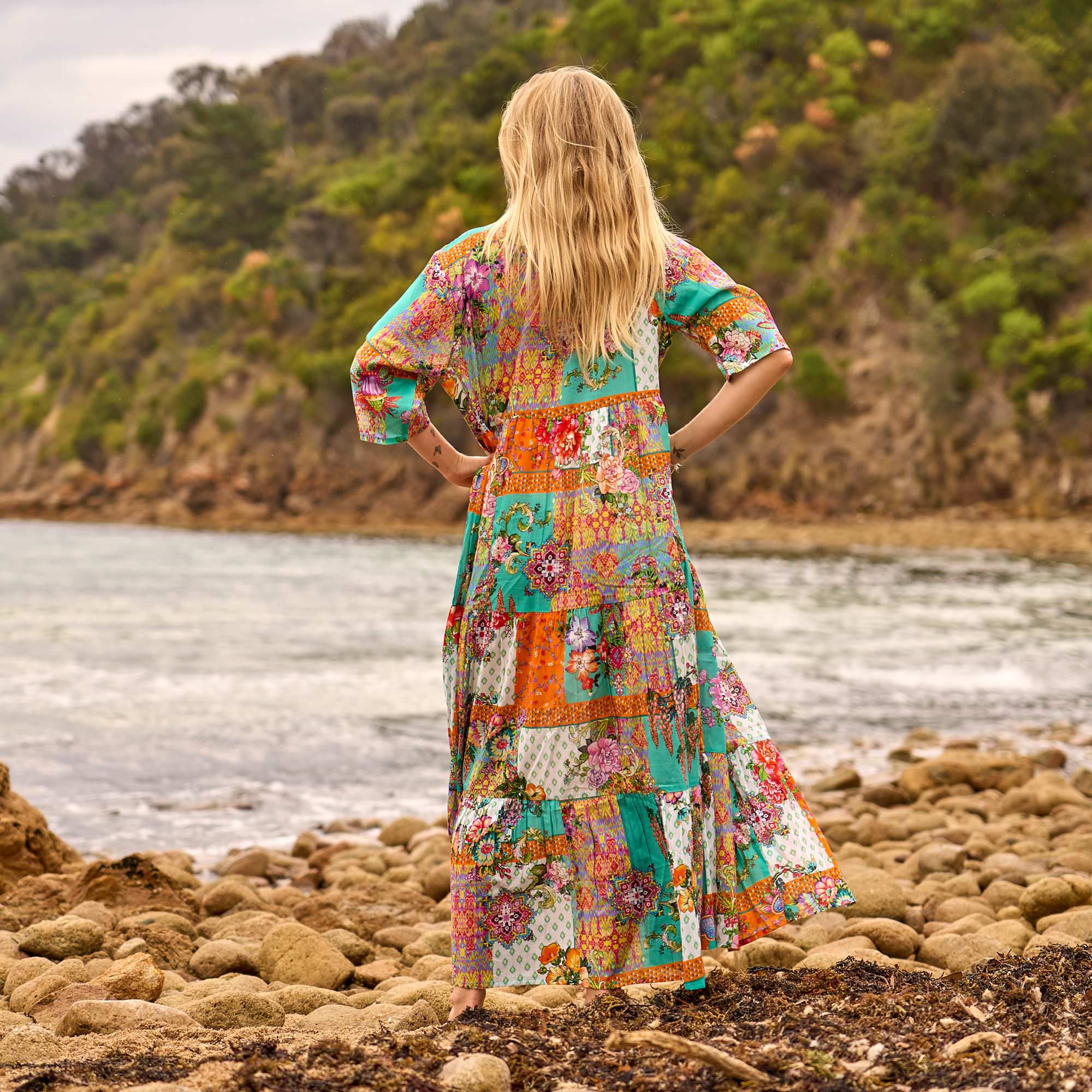 Artisan handmade patchwork cotton dress