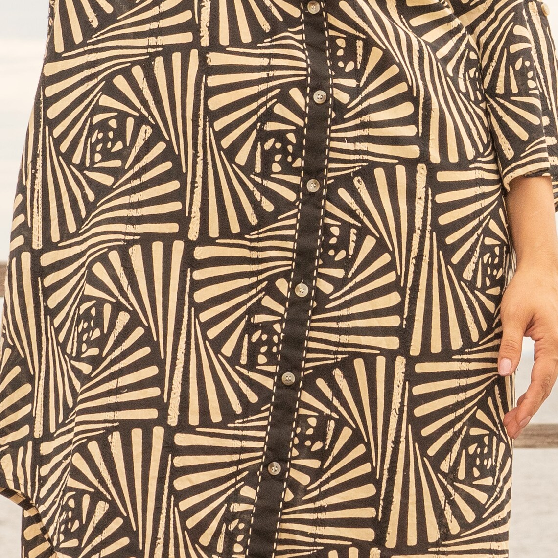 Black Dazzle Women's Cotton Long Shirt Dress - One Size