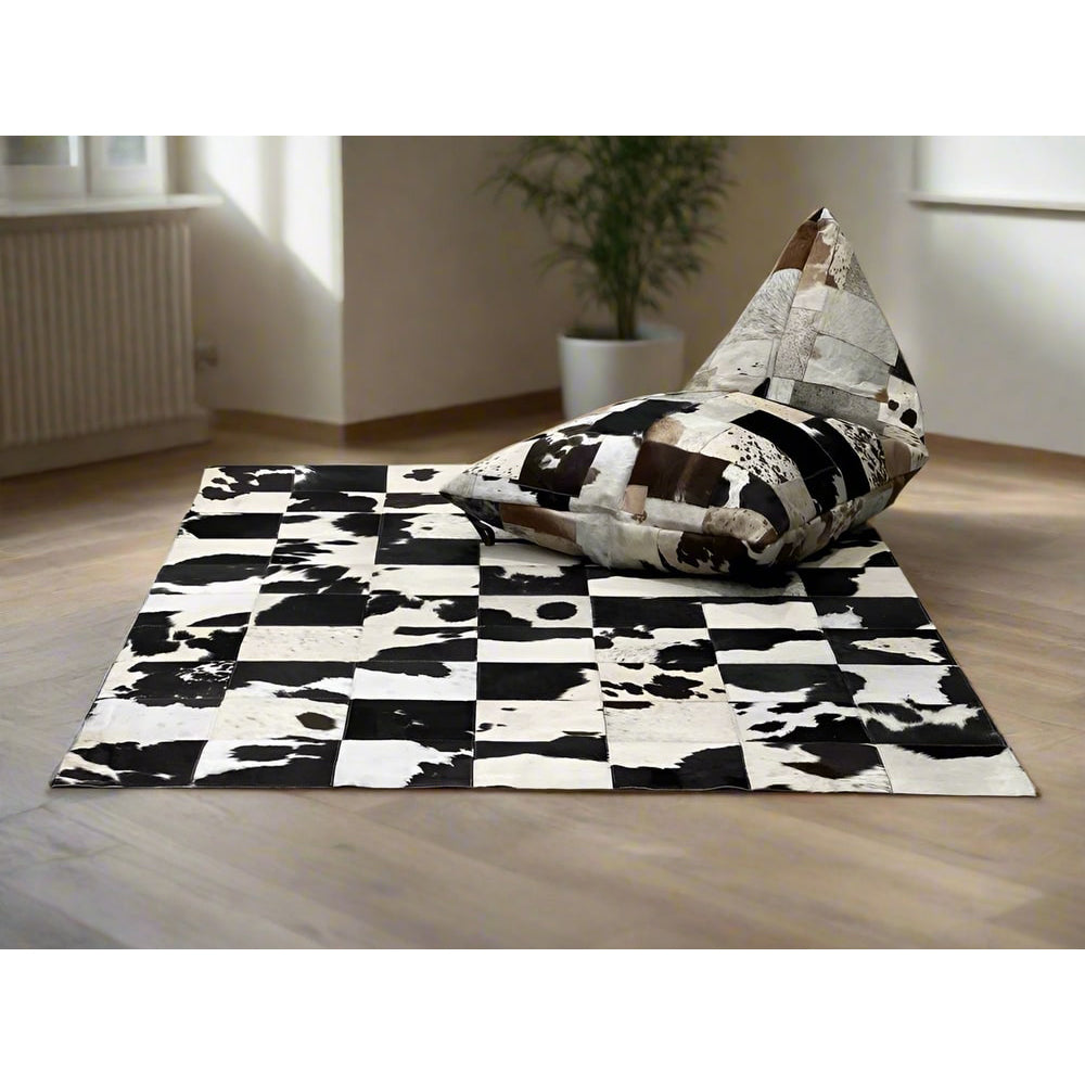 Cowhide Patchwork Rug – Handcrafted Natural Leather 160*230cm