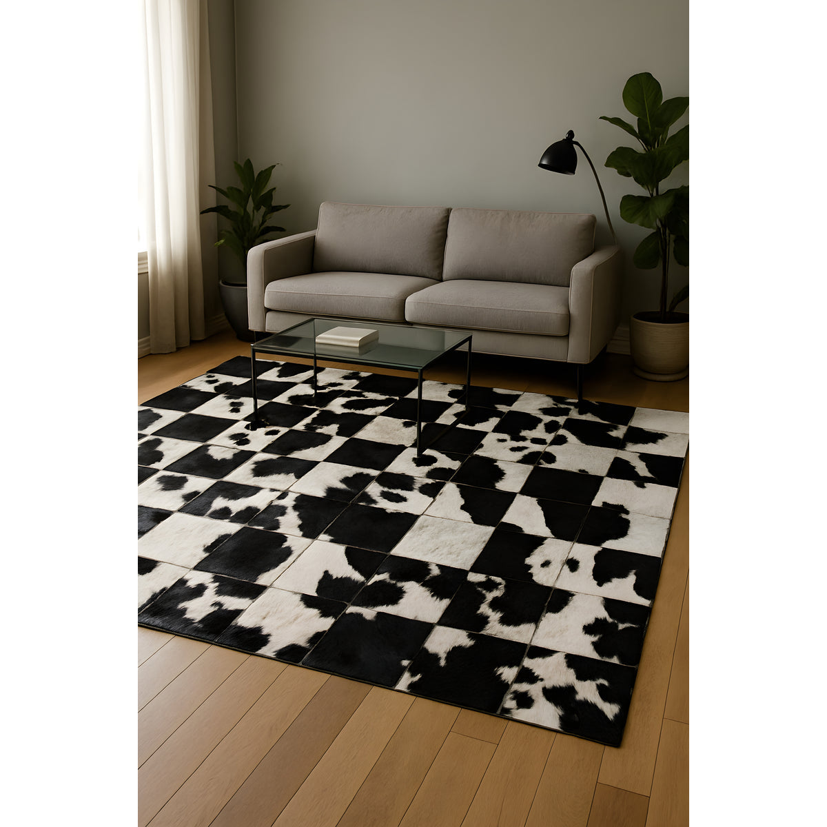 Cowhide Patchwork Rug – Handcrafted Natural Leather 160*230cm