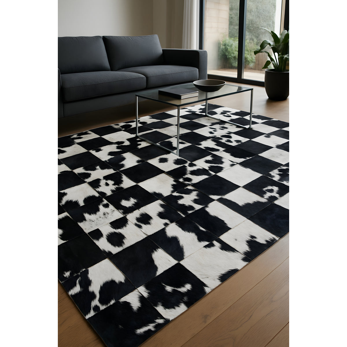 Cowhide Patchwork Rug – Handcrafted Natural Leather 160*230cm