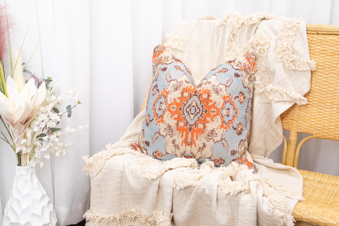 Linen Connections Tassel Hand Tufted Cushion Cover Moroccan Boho 'Shaggy' Beni Ourain Style Cushion Cover - Berber Style Cushion Cover