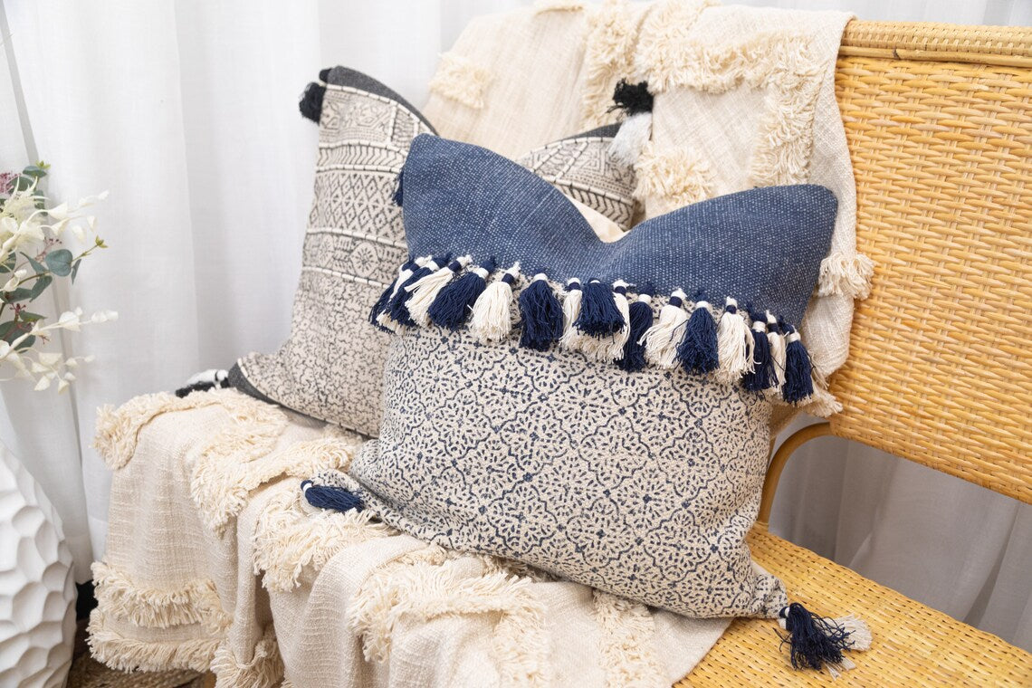 Linen Connections Moroccan Tassels Cushion Cover - Boho Swag
