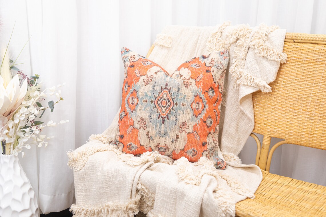 Linen Connections Tassel Hand Tufted Cushion Cover Moroccan Boho 'Shaggy' Beni Ourain Style Cushion Cover - Berber Style Cushion Cover