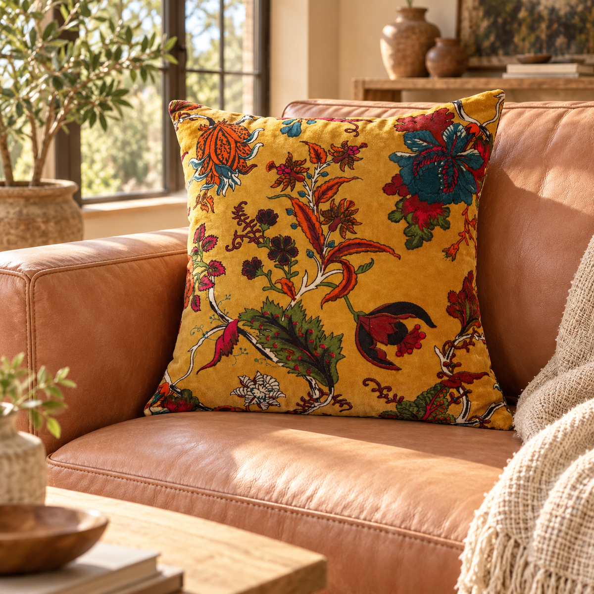 100% Velvet Cotton Cushion Cover - Serene Harmony