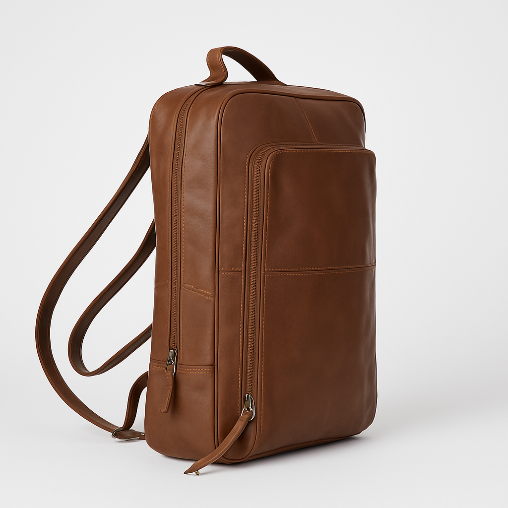 Luxe Tan Leather Backpack - Urban Journey