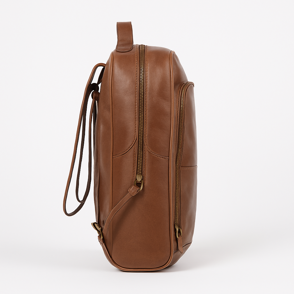 Luxe Tan Leather Backpack - Urban Journey