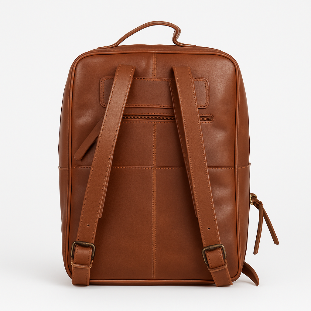 Luxe Tan Leather Backpack - Urban Journey