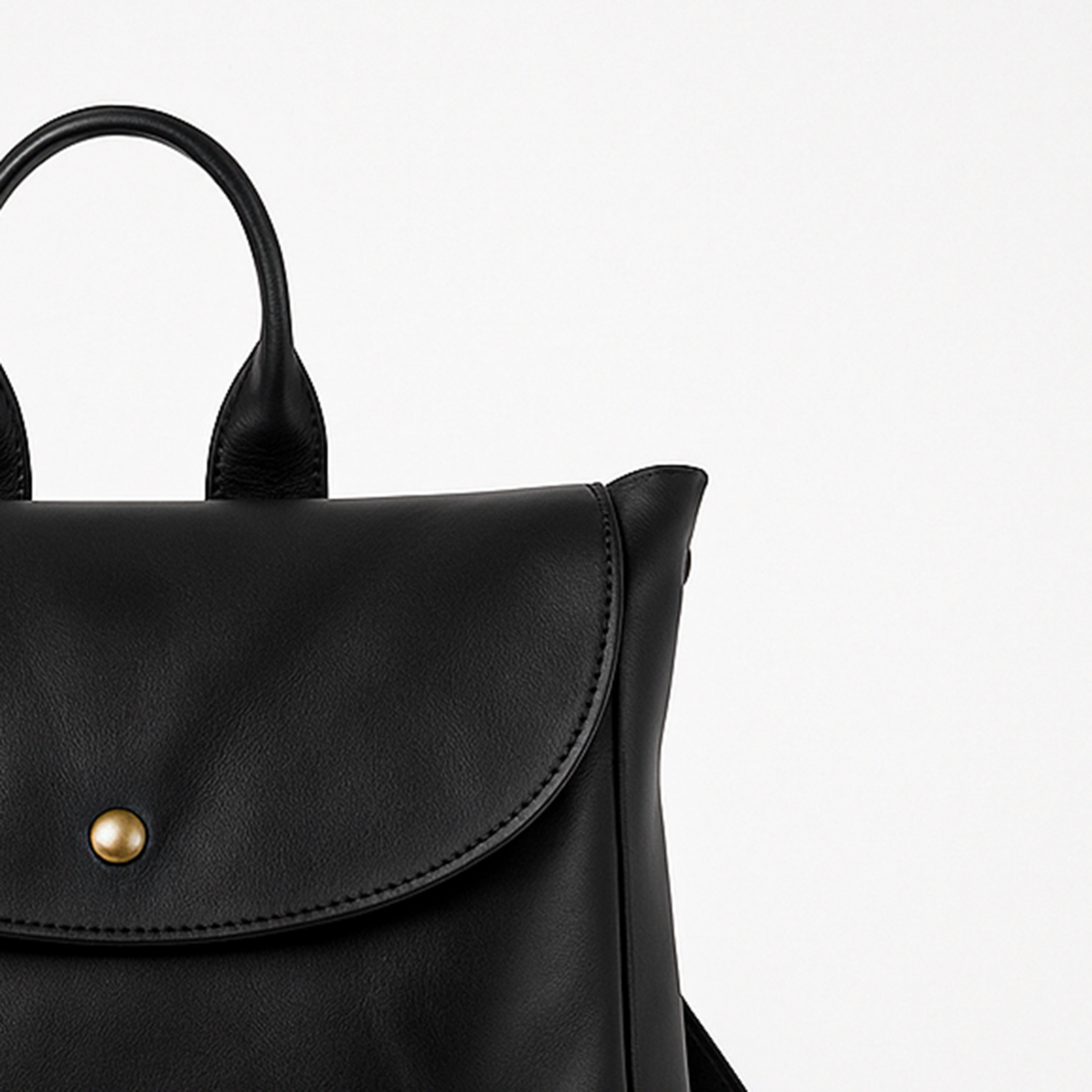 Minimalist Black Leather Backpack - Sleek Form