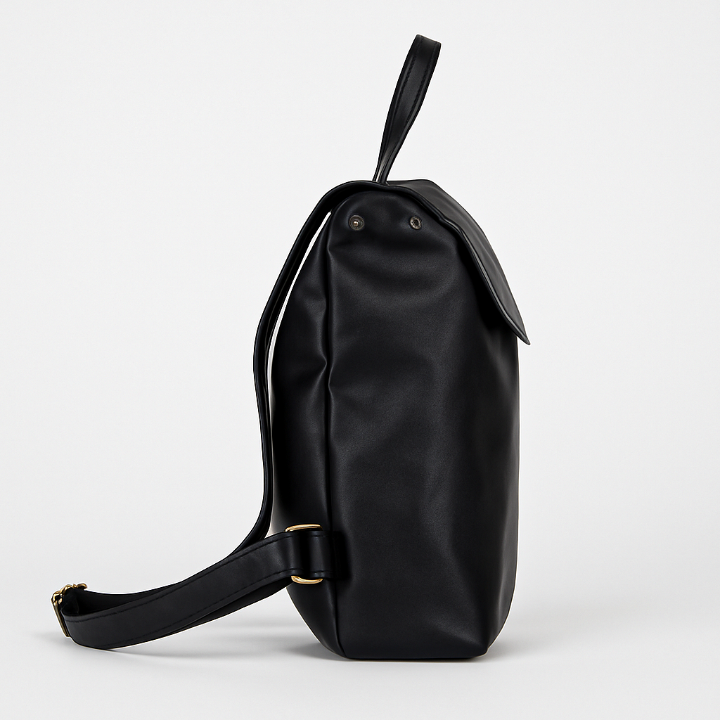 Minimalist Black Leather Backpack - Sleek Form