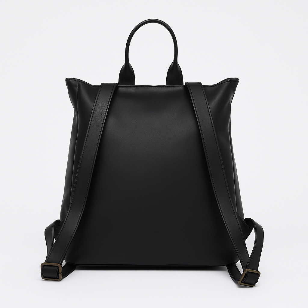 Minimalist Black Leather Backpack - Sleek Form