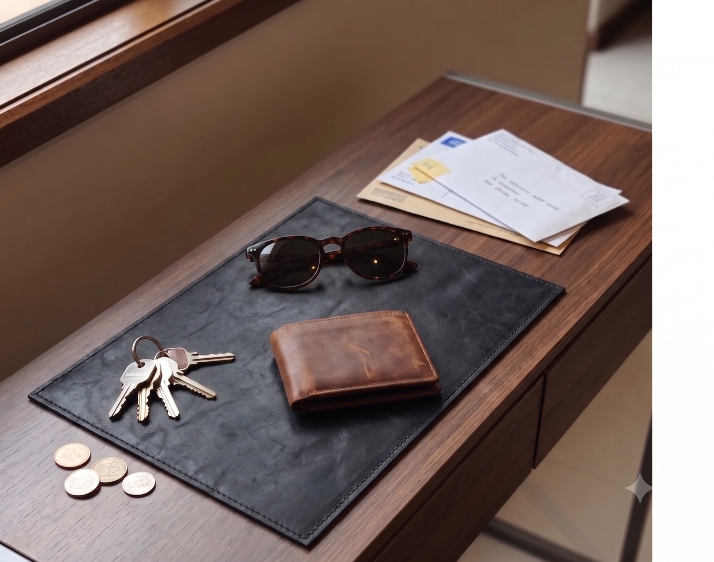 Durable premium leather desk pad in black for work desk and tabletop protection