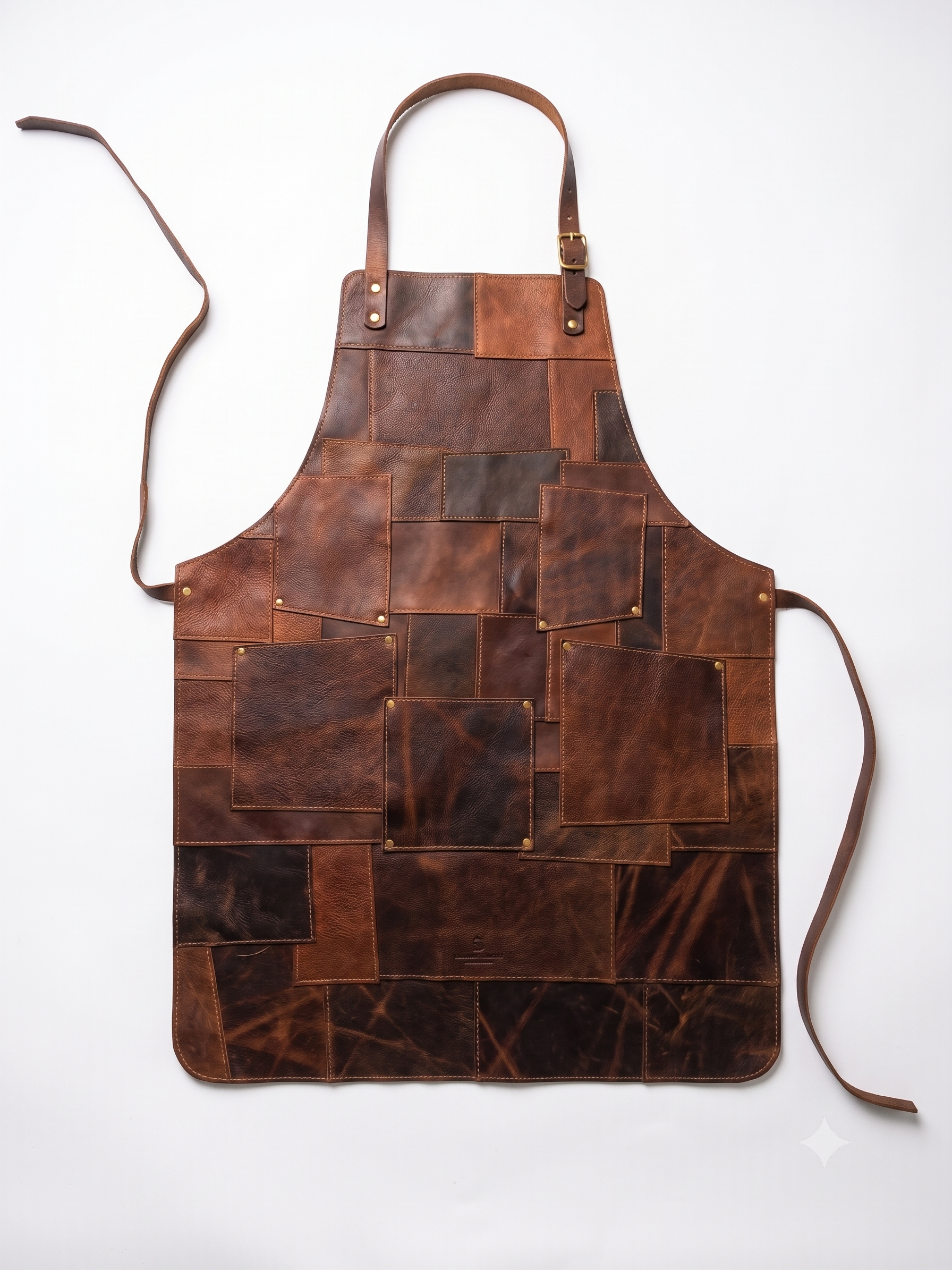 Heavy-duty leather BBQ apron for chefs, blacksmiths, craftsmen, and home cooks