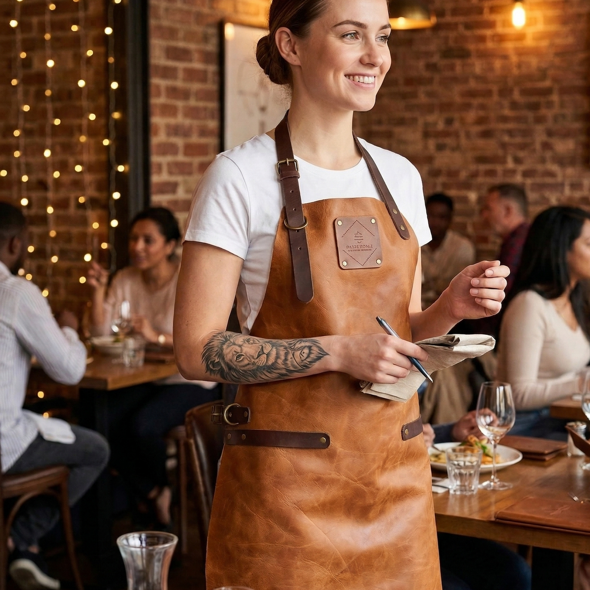 GOOD PRINT 60's〜 VINTAGE WORK APRON USA Premium Brown Vintage Saddle Leather Apron - Signature Work Apron