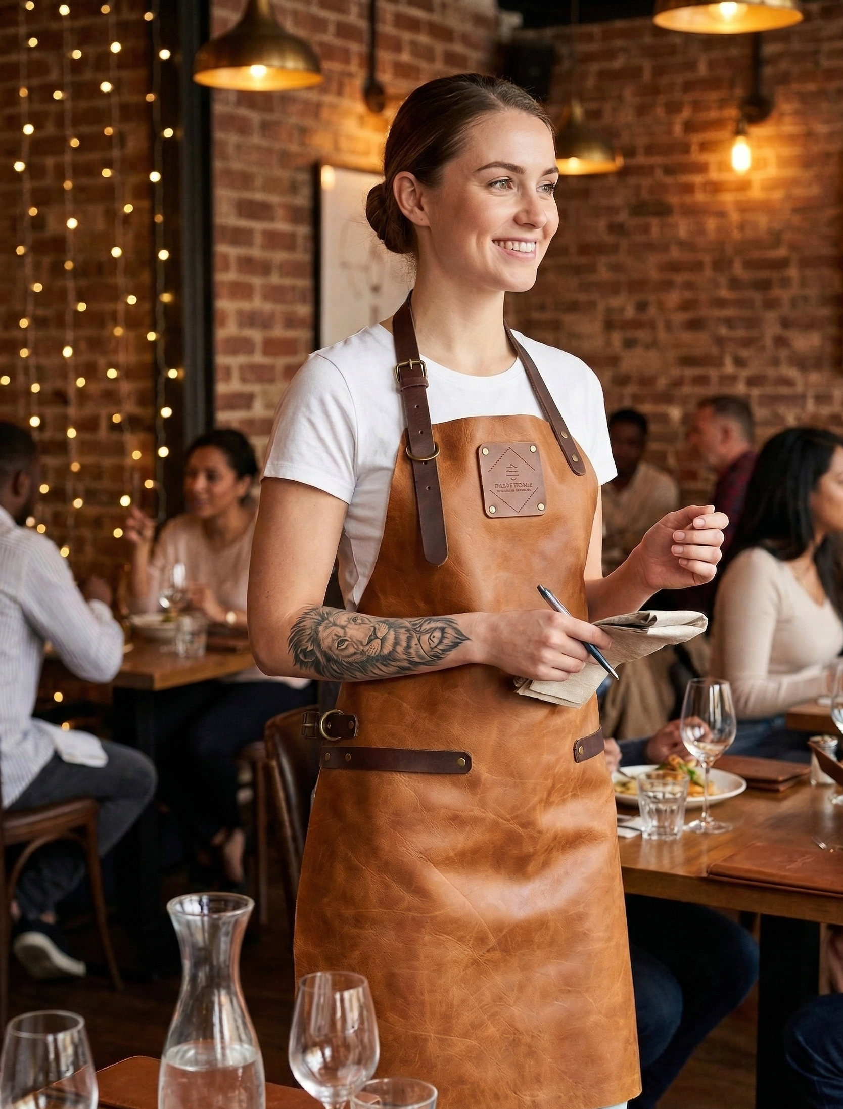Vintage saddle brown leather apron signature premium work apron 80x60 cm