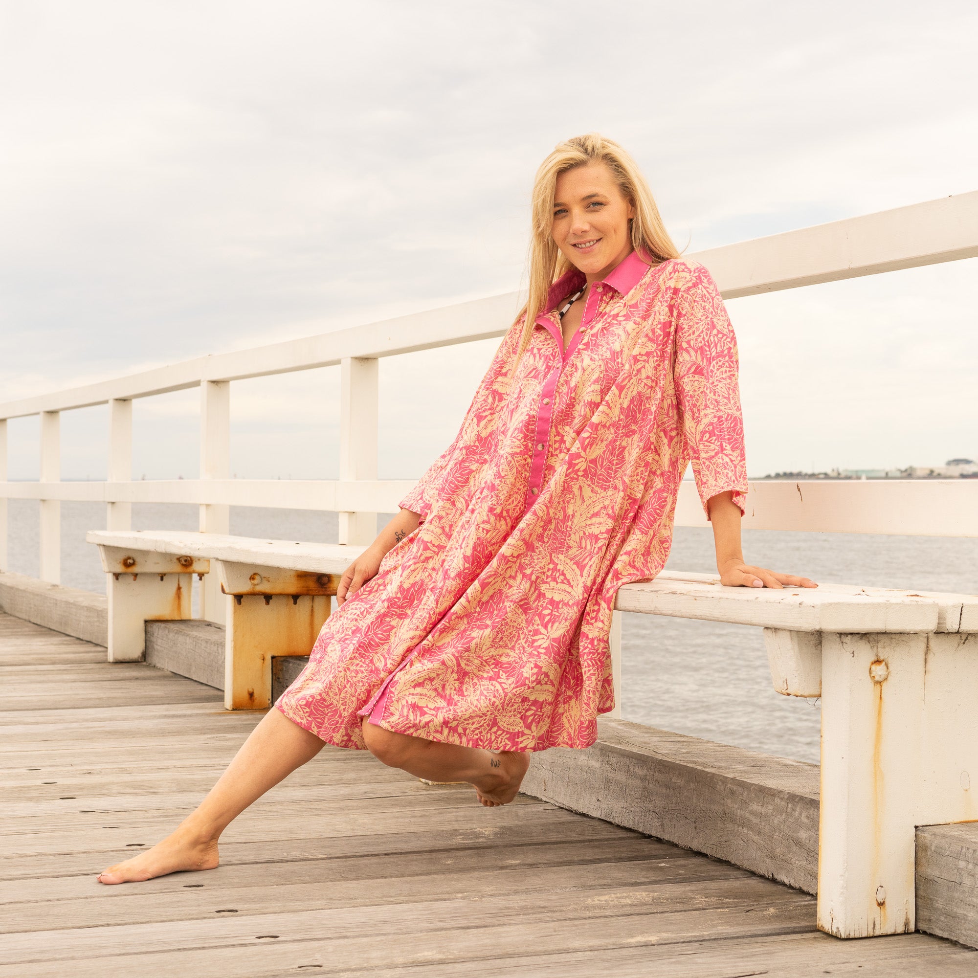 Tropical Paradise Women Cotton Maxi Dress - One Size