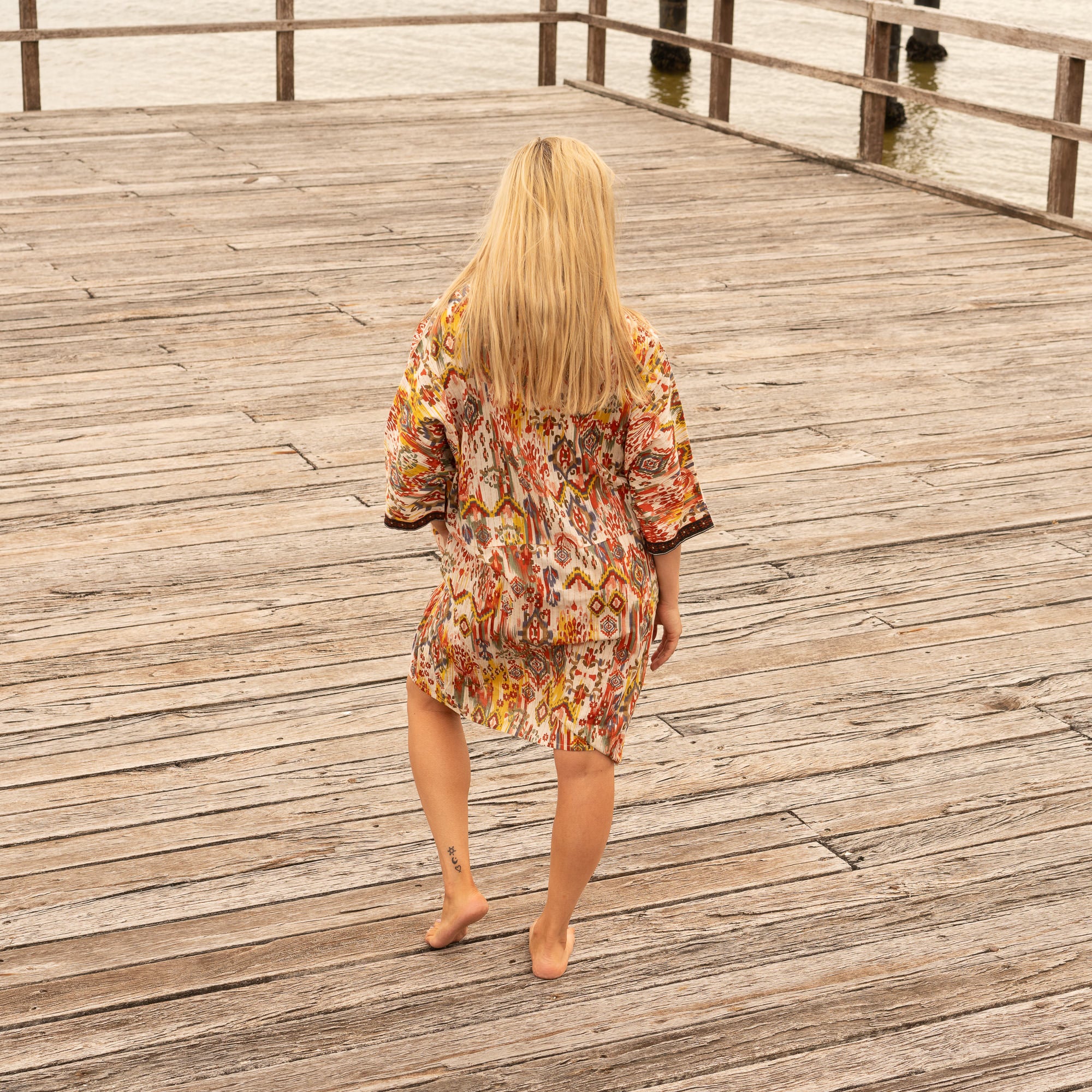 Wanderlust Ikat Shirt Dress – Handcrafted Cotton in Warm Earth Tones