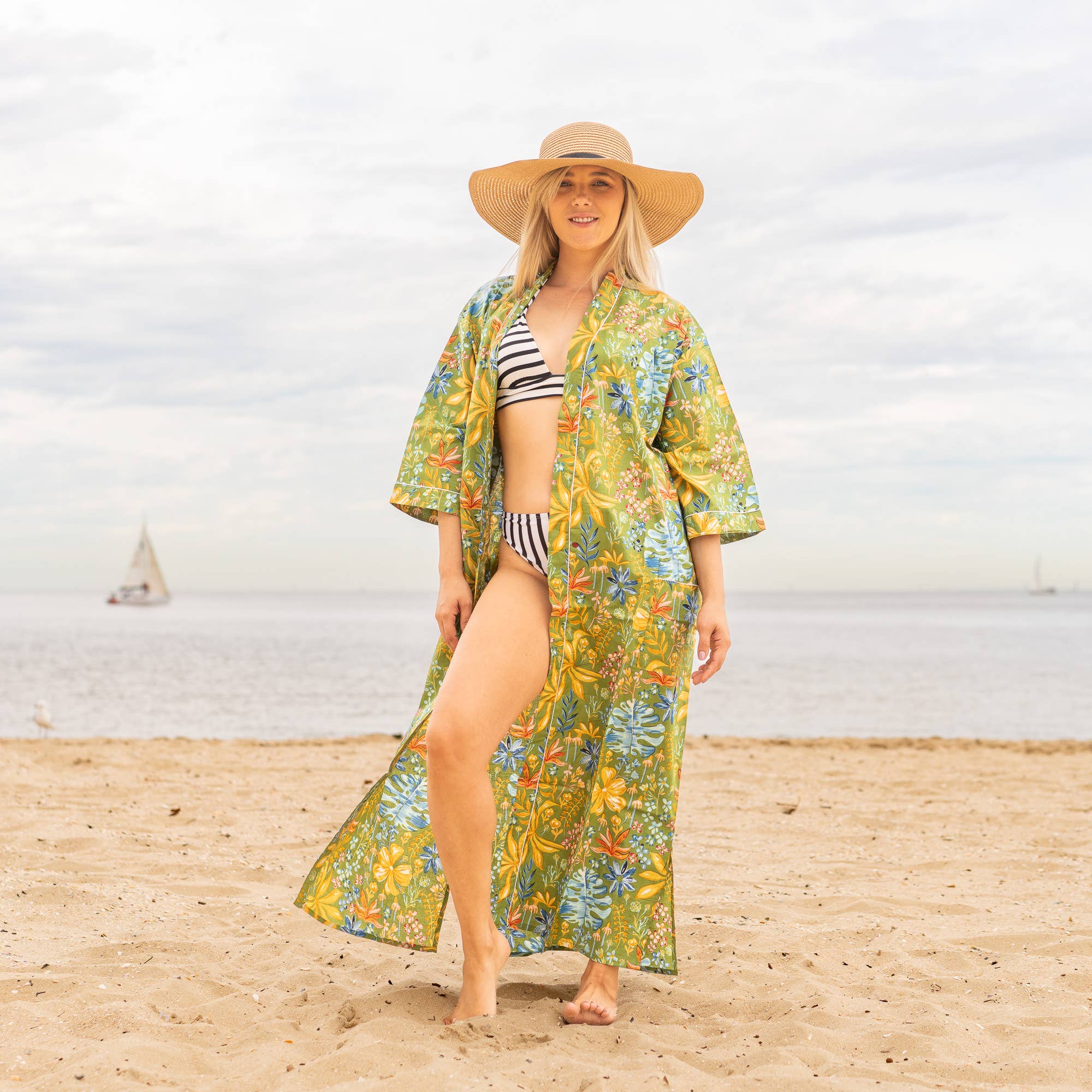 TROPICAL FLORAL' Women's Cotton Kimono Robe