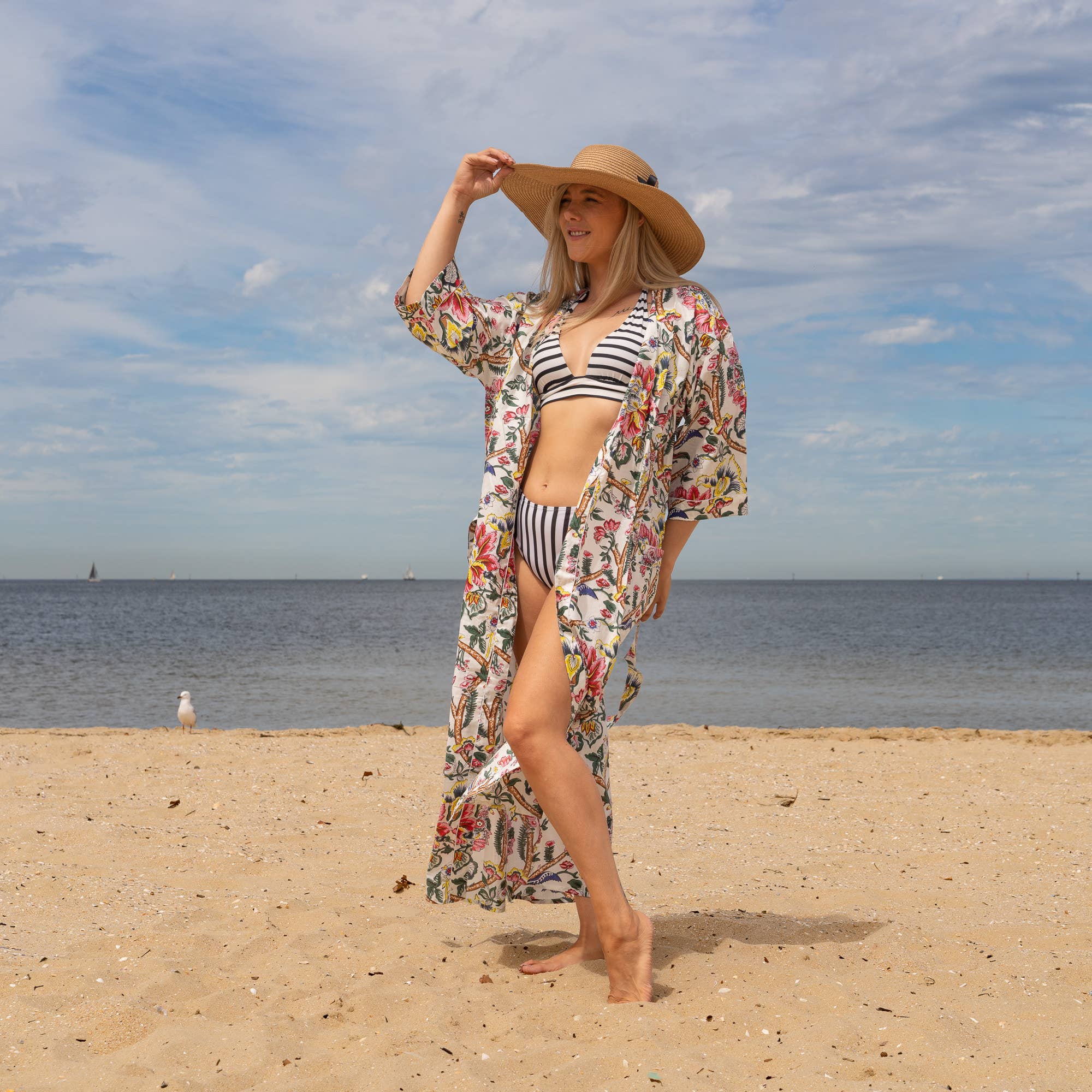 FLORAL ANTHRO' Women's Cotton Kimono Robe
