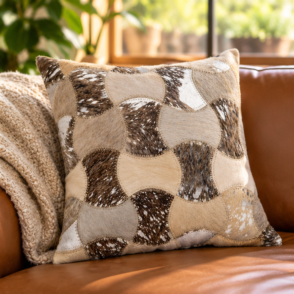 Exotic Cowhide Cushion Cover - Silver Twilight Pillowcase