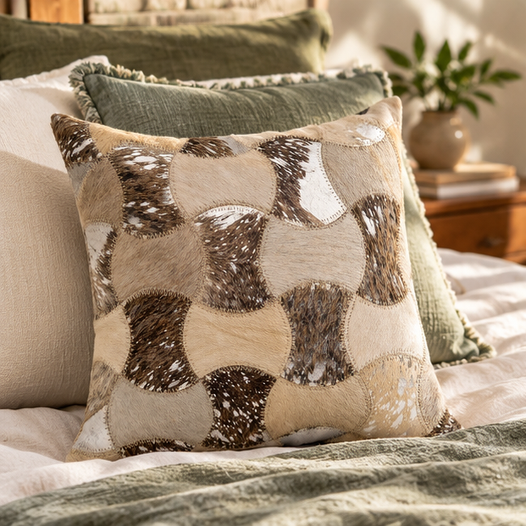 Exotic Cowhide Cushion Cover - Silver Twilight Pillowcase