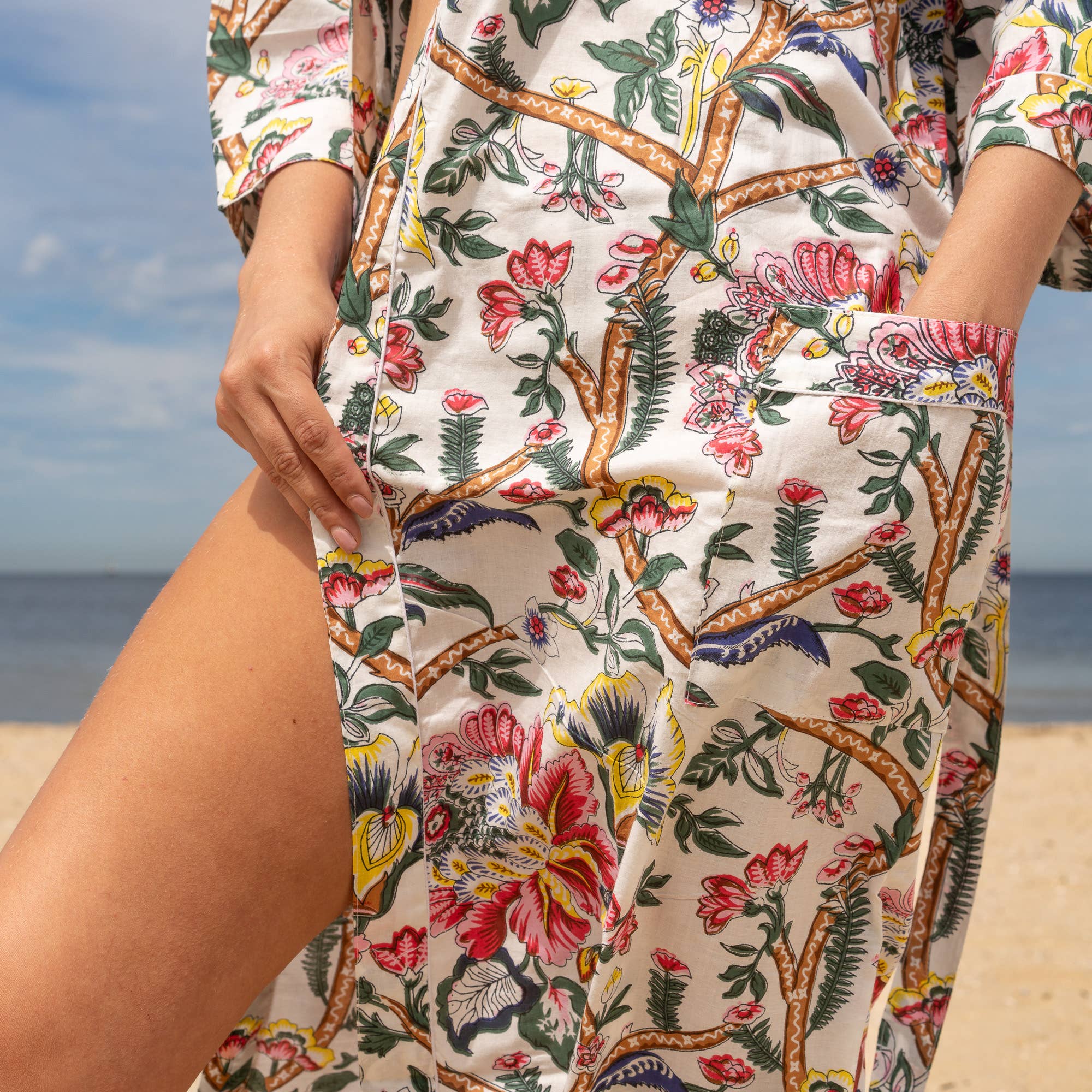 FLORAL ANTHRO' Women's Cotton Kimono Robe