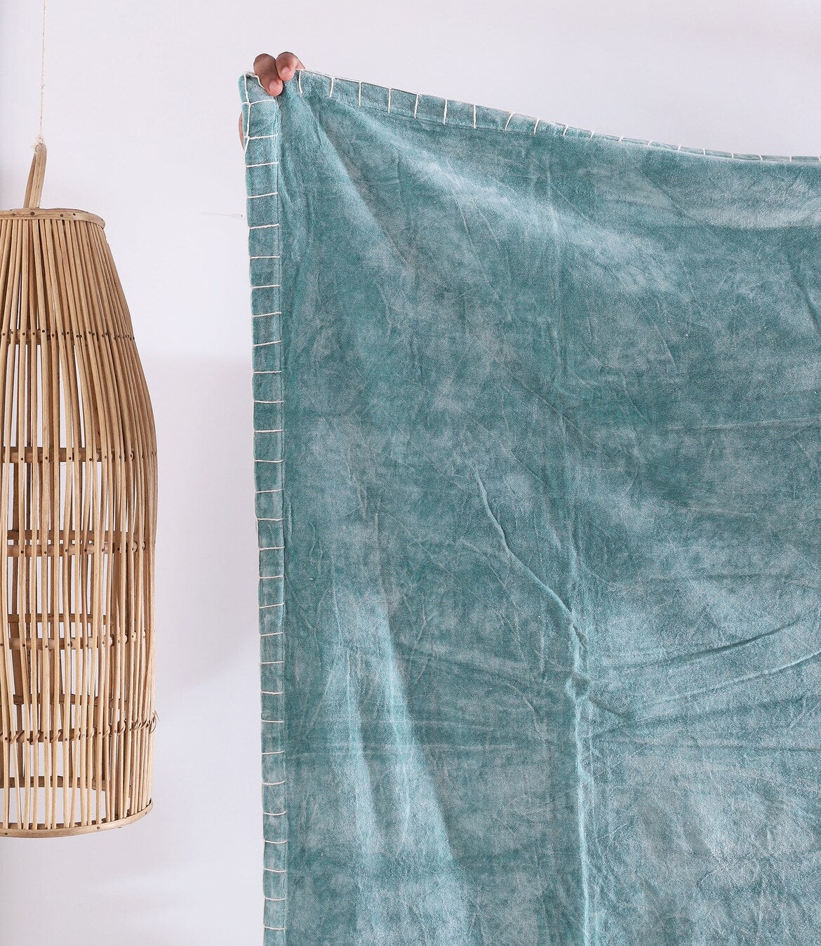 Luxury Rustic Velvet Cotton Throw Blanket - Boho Azure