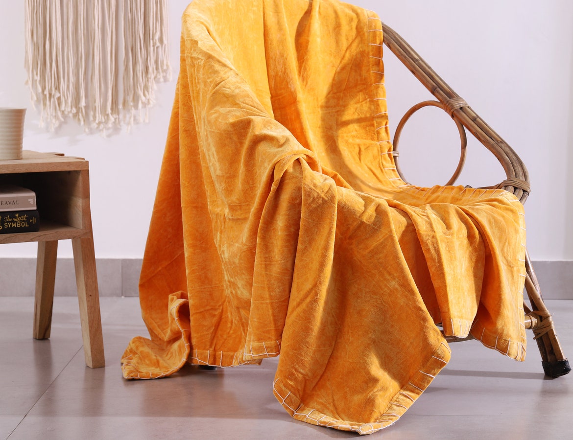Luxury Cotton Throw Wool Rug Blanket - Boho Amber