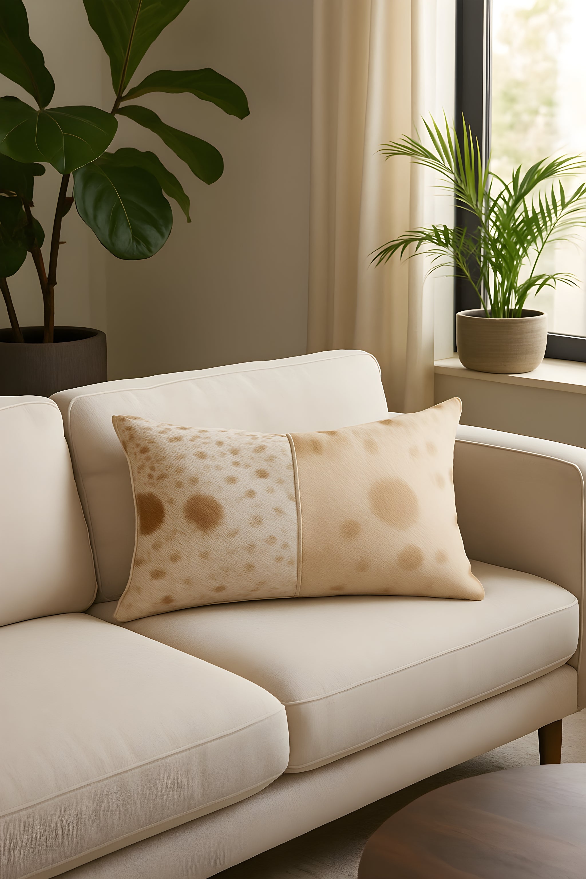 Cowhide Cushion Brown/White - Rustic Chic