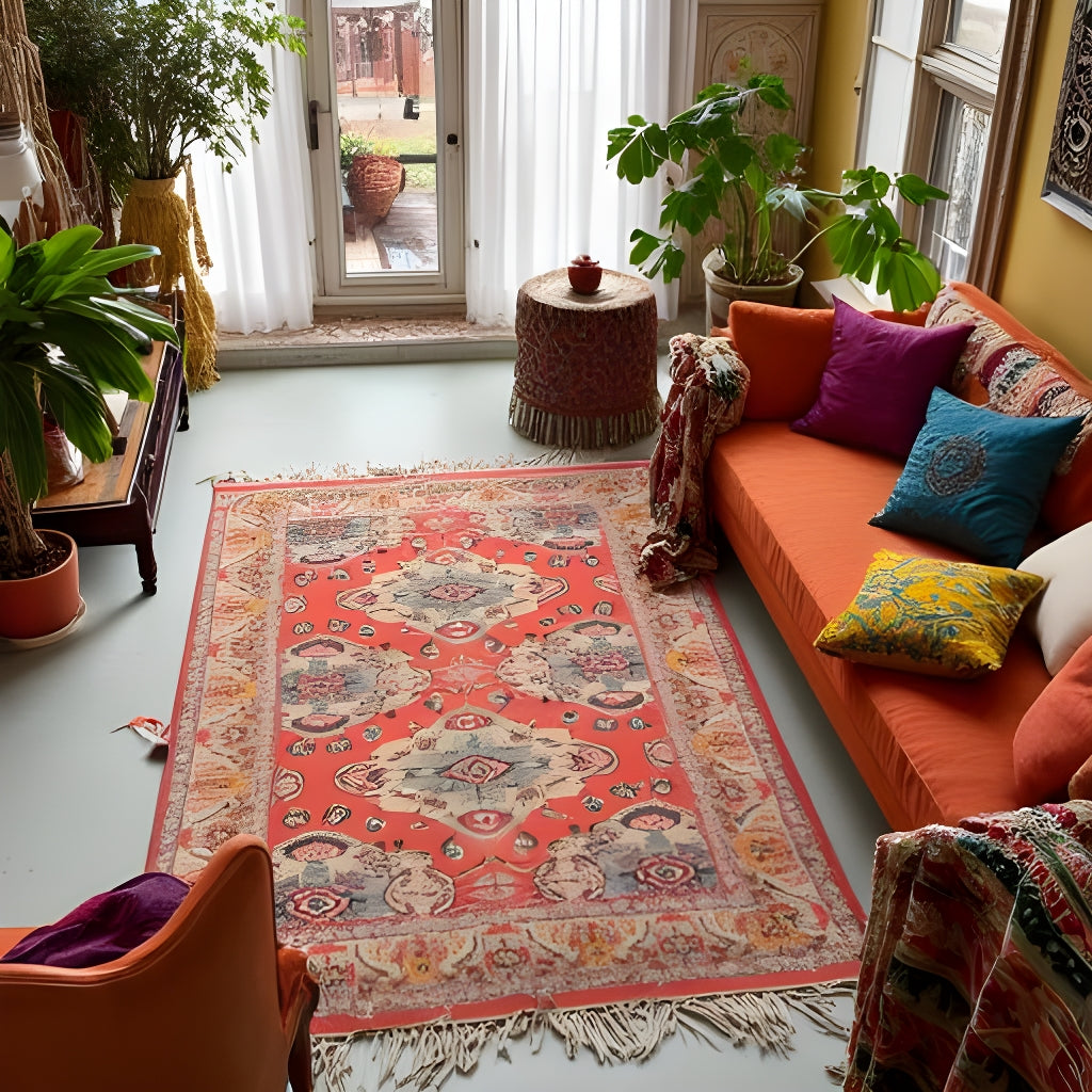 Vintage-Inspired Tribal Red Rug – 120x180cm Handwoven Accent