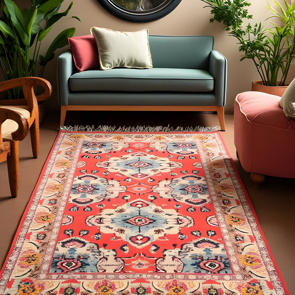 Vintage-Inspired Tribal Red Rug – 120x180cm Handwoven Accent