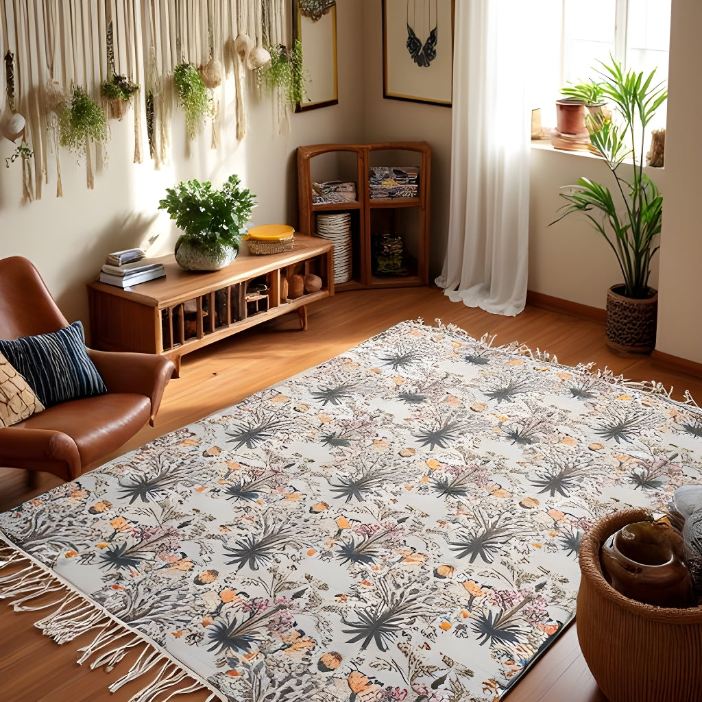 Bloom Collection Rugs Botanical Bloom Flatweave Rug – 120x180cm Handwoven Cotton