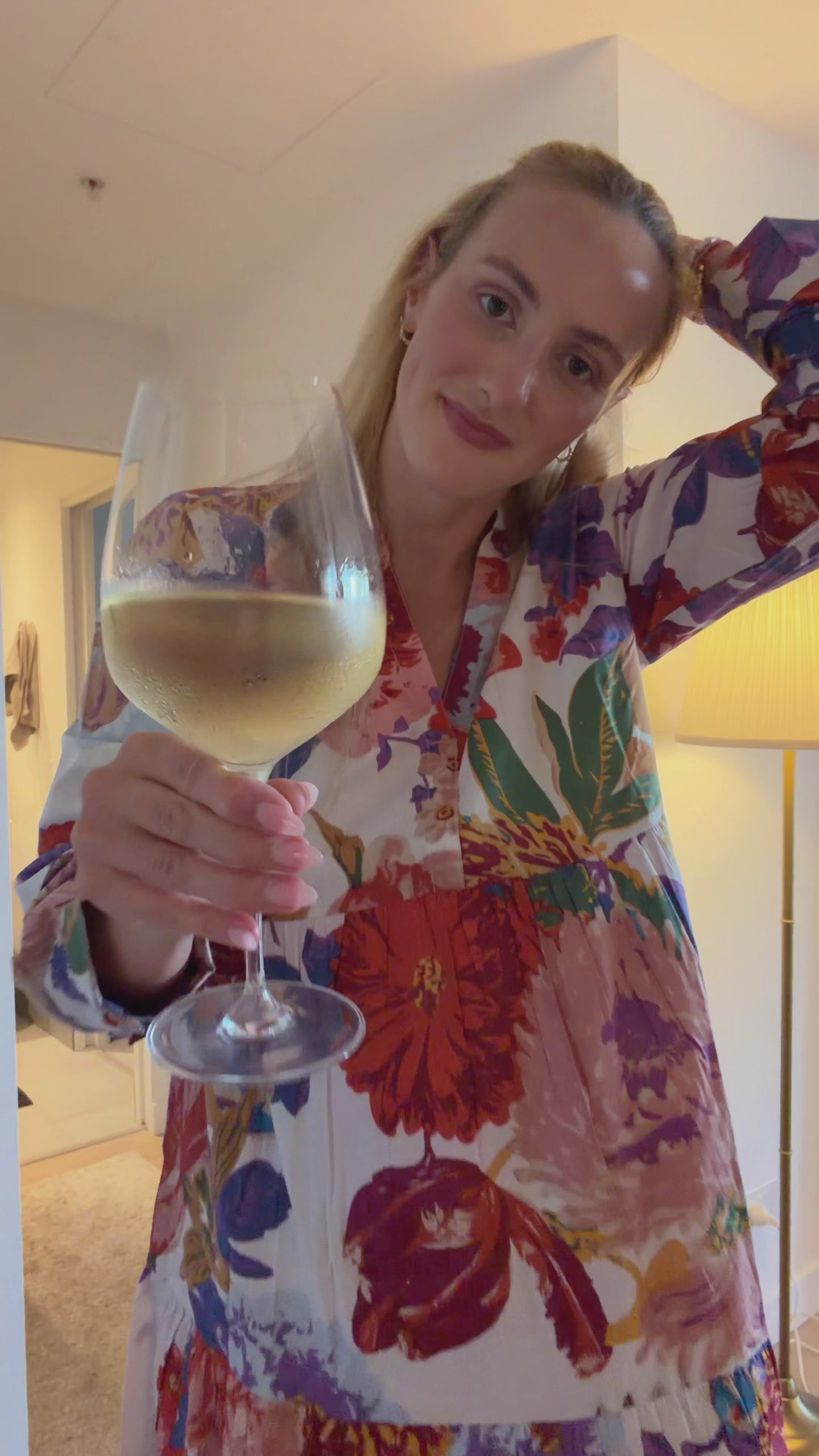 Floral boho maxi dress cotton long sleeve flowy summer dress side view