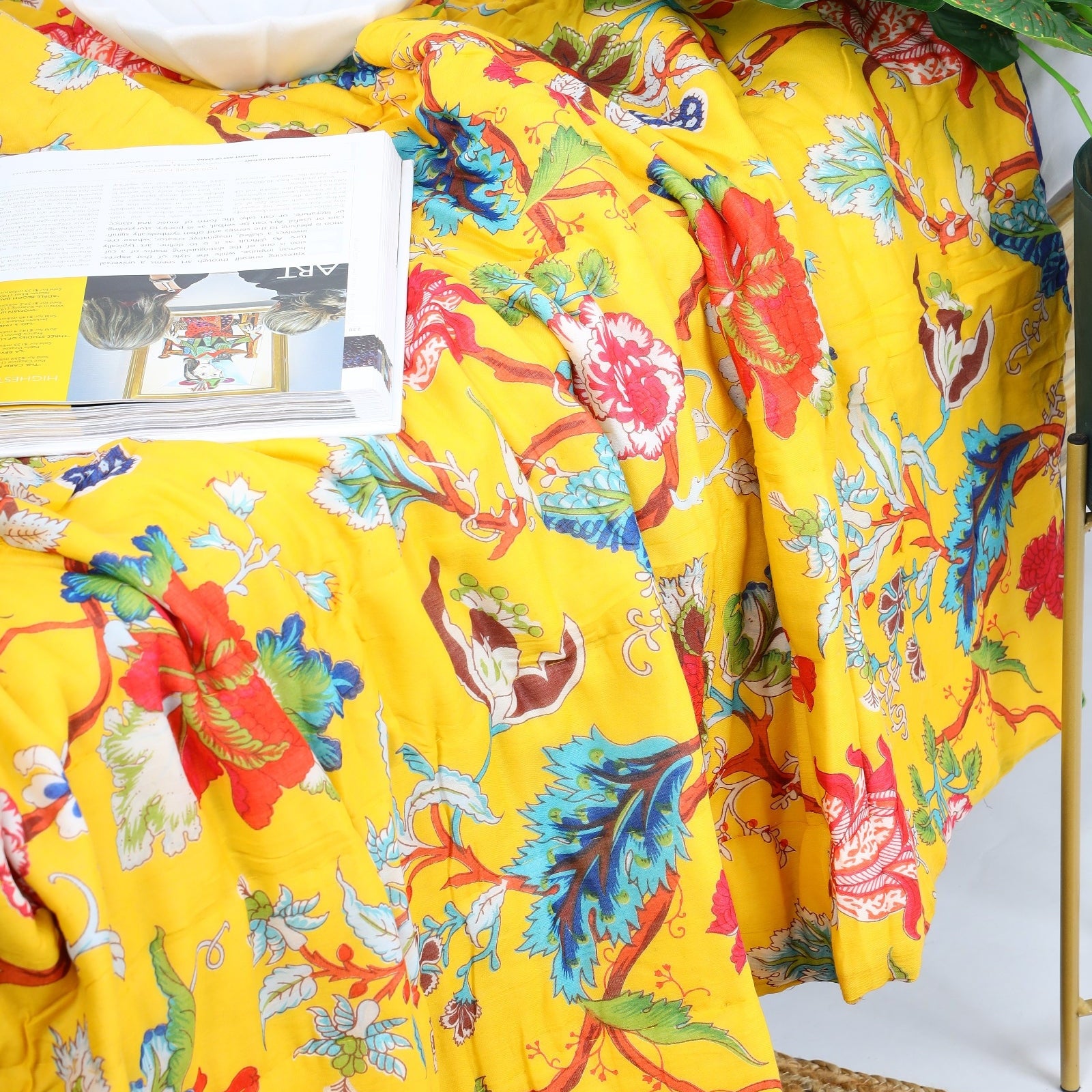 Velvet Floral Kantha Quilt - Frida Amber