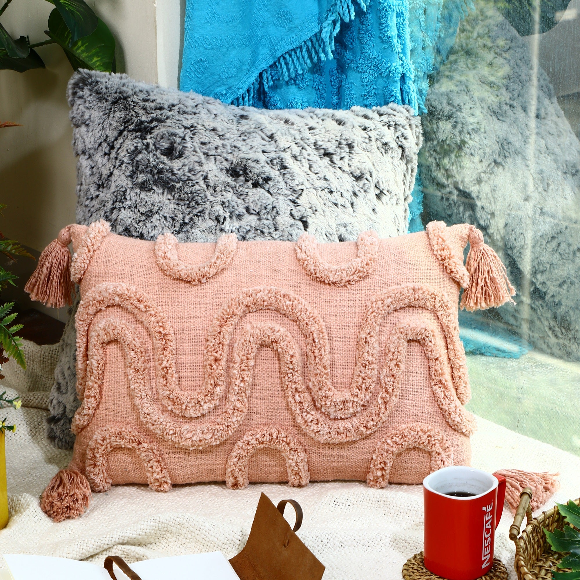 Linen Connections Moroccan Tassels Cushion Cover - Pink