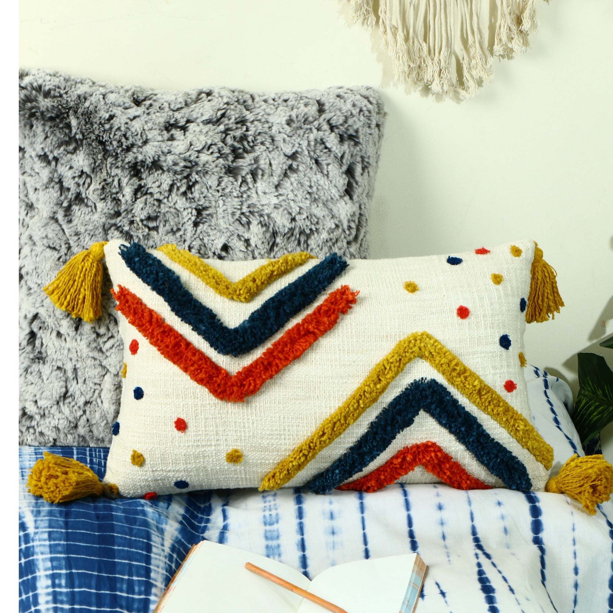 Linen Connections Moroccan Tassels Cushion Cover - White