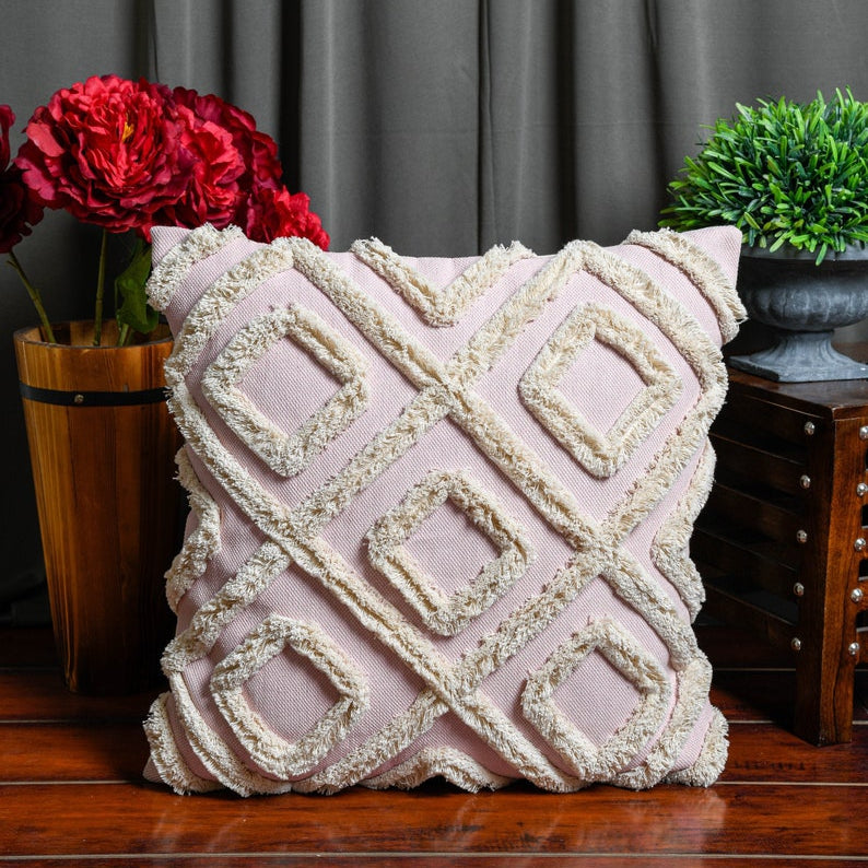 'Textures & Tassels' Hand-Woven Cotton Wool Cushion Cover
