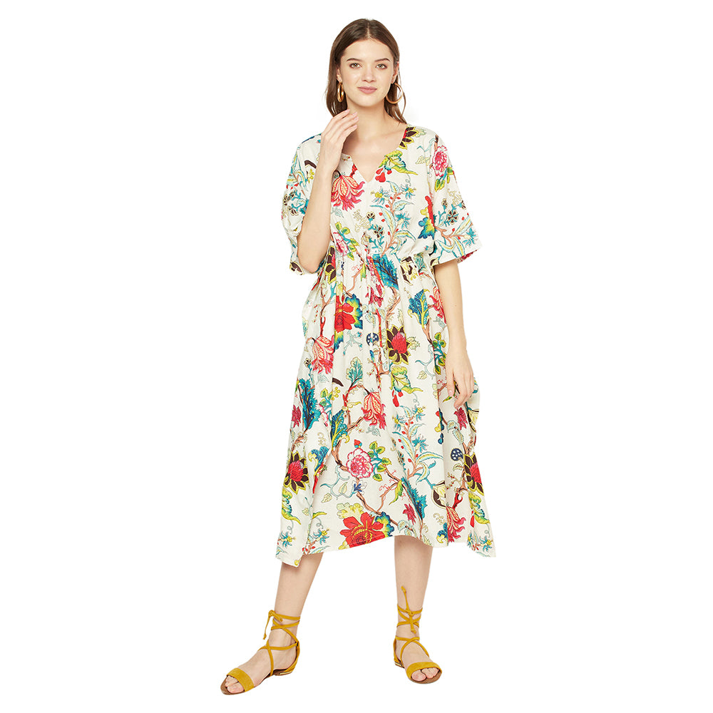 'Floral Siesta' 100% Cotton Kaftan