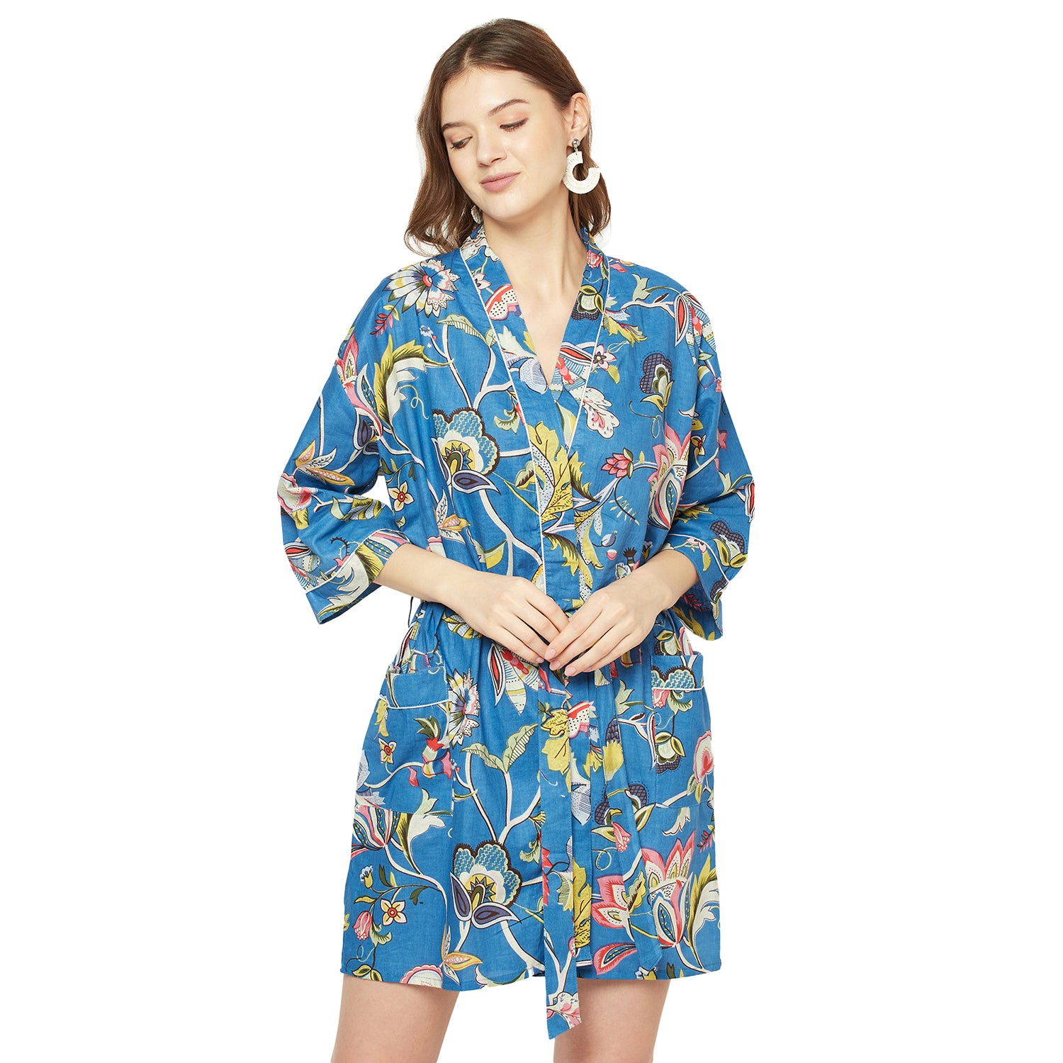 "Turkish Dreams" - Floral Kimono Bathrobe, Nightwear, Beach Cover-Up