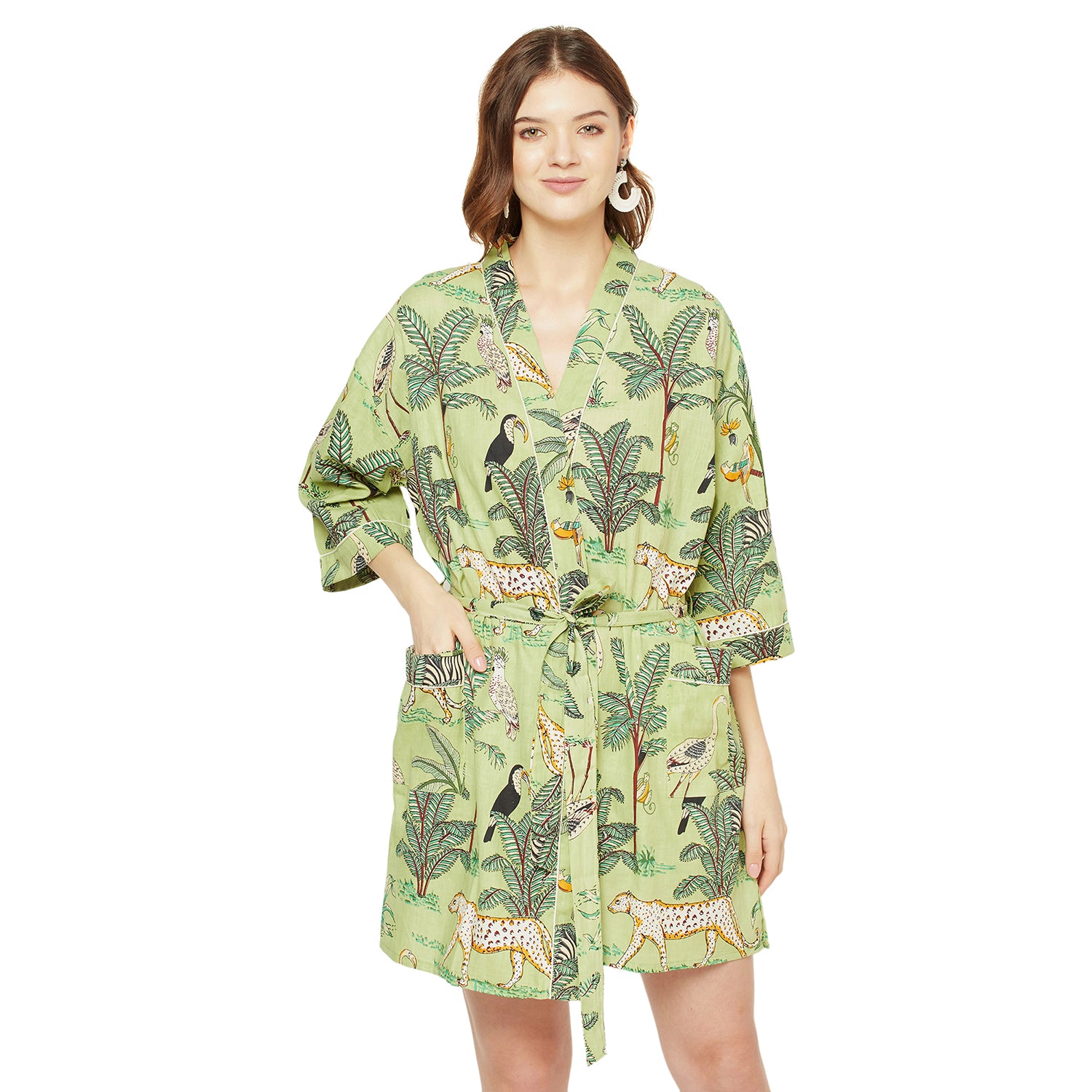 "Summer Serenity" - Kimono Cotton Dressing Gown