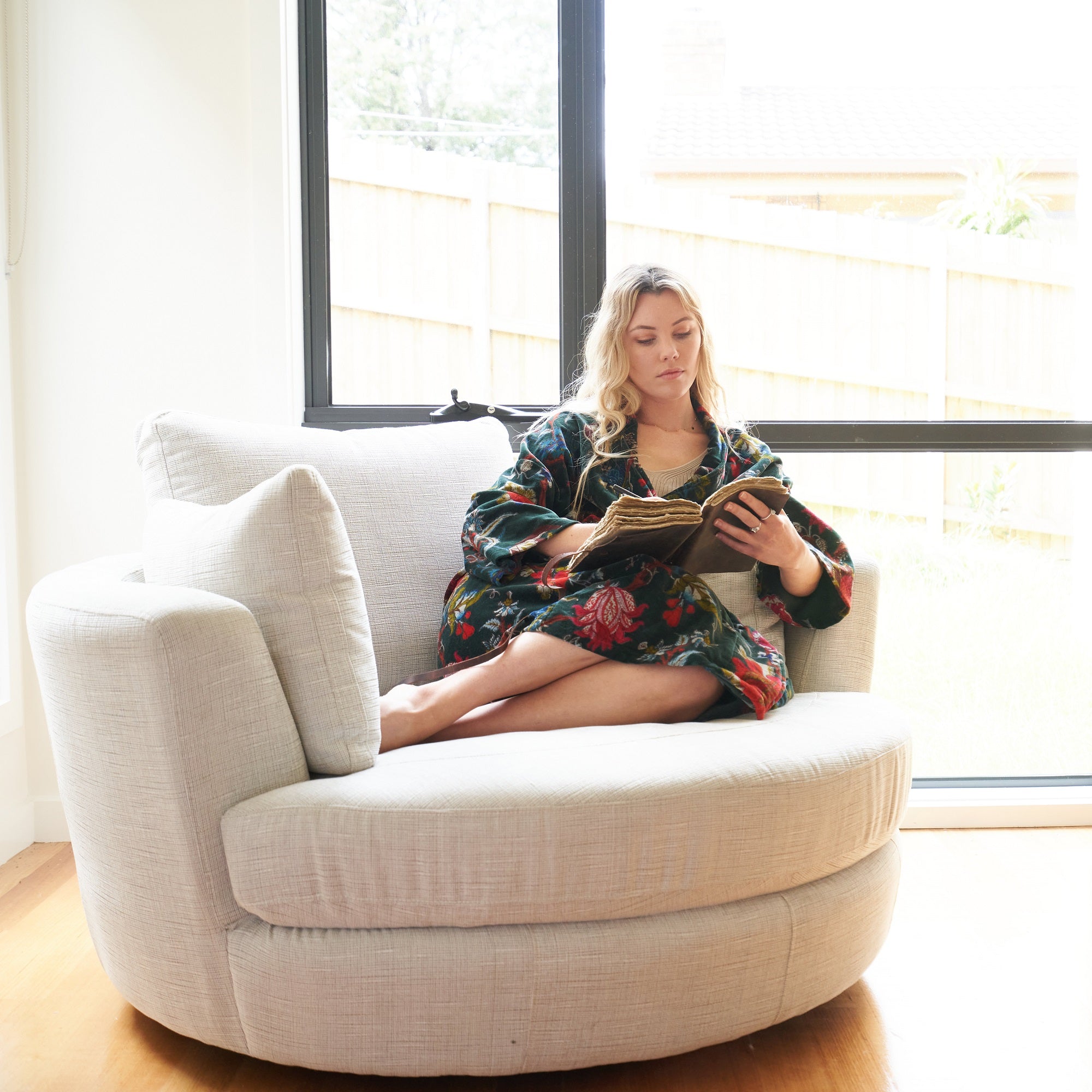'Serene Escape' 100% Cotton Velvet Kimono Robe Robe