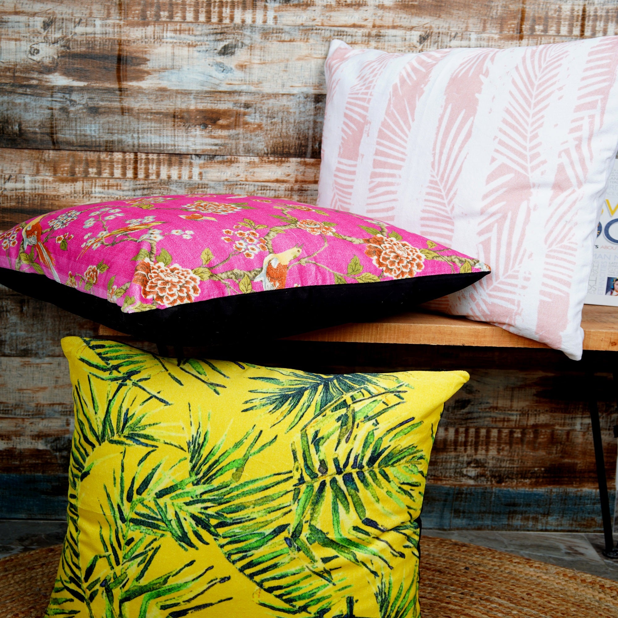 'Whispering Leaves' 100% Cotton Velvet Cushion Cover