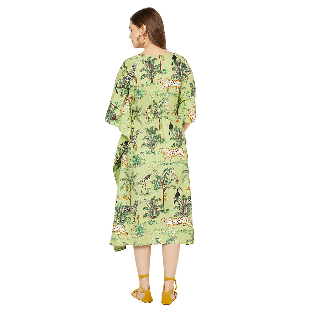 'Jungle Retreat' 100% Cotton Kaftan