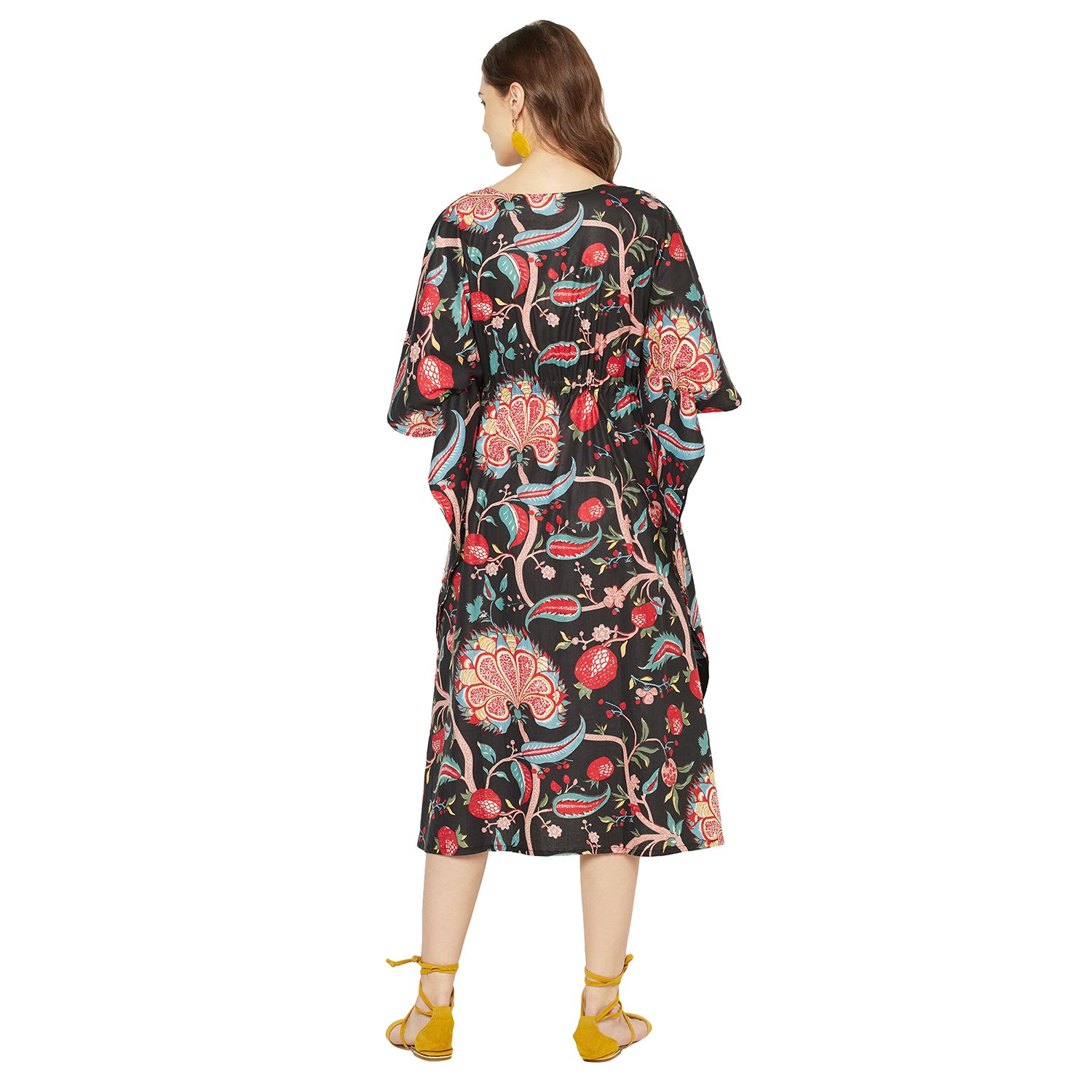 'Midnight Blooms' 100% Cotton Kaftan