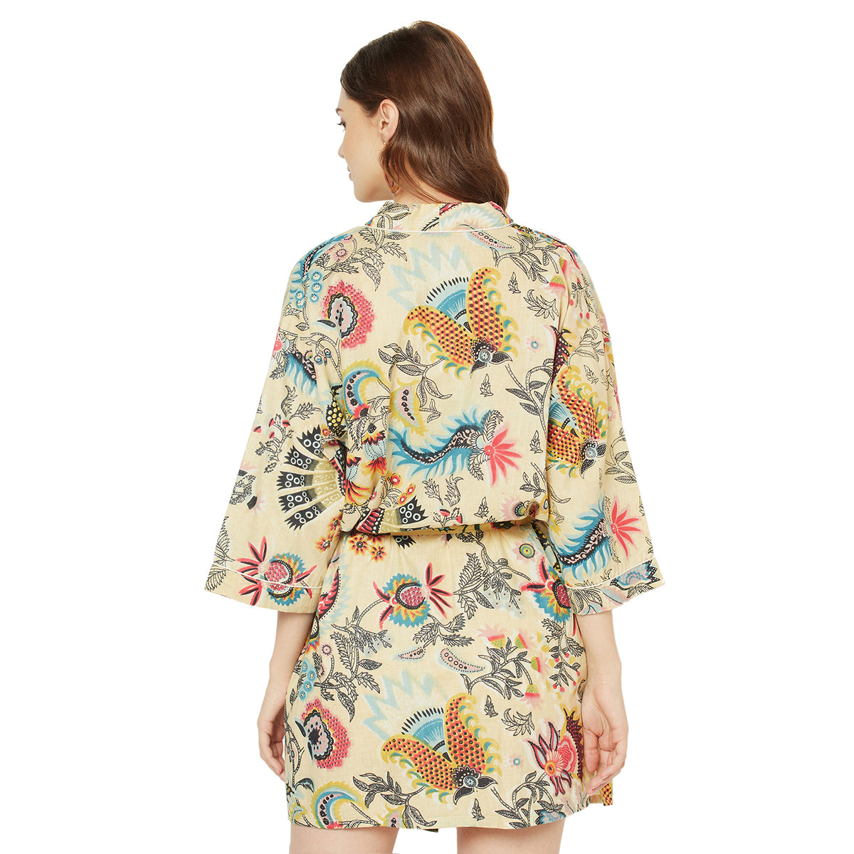 'Floral Canvas' 100% Cotton Kimono Robe